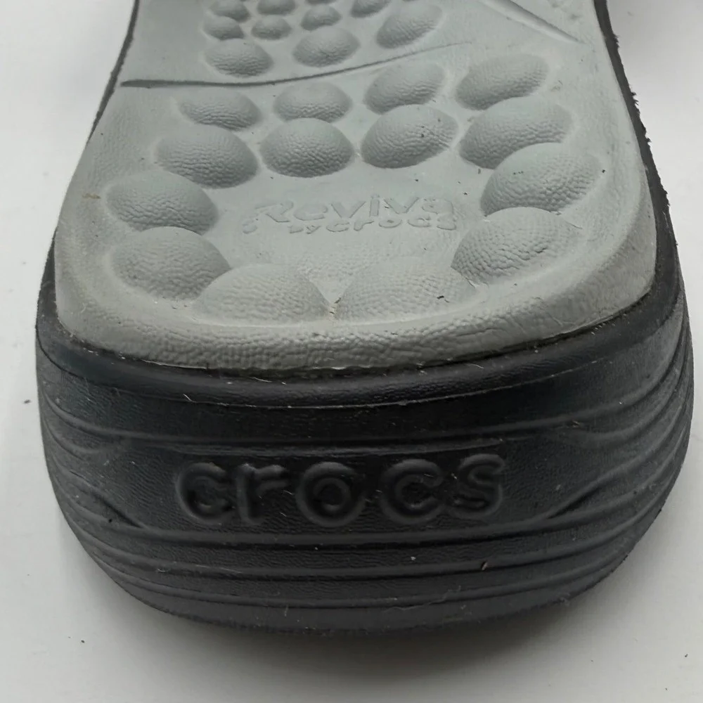 Crocs Reviva Slide Sandals Mens 8 Womens 10 Black Grey Massage Pod Athletic